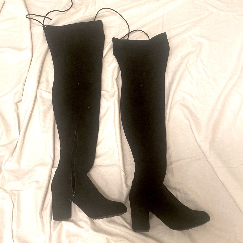 Over the knee suede boots